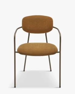 Lot de 2 chaises empilables, Marron ocre déperlant & métal cuivré Aya