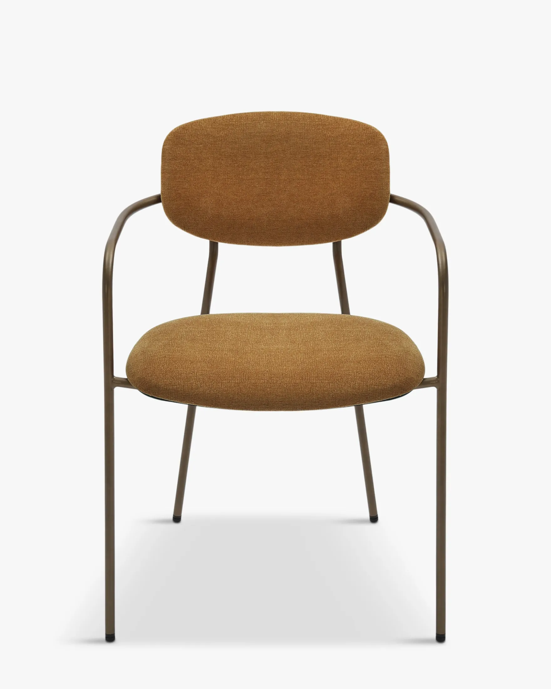 Lot de 2 chaises empilables, Marron ocre déperlant & métal cuivré Aya