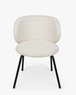 Lot de 2 chaises, Tweed Beige Pop-Corn & Métal noir Gabriella