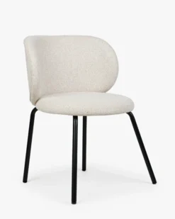 Lot de 2 chaises, Tweed Beige Pop-Corn & Métal noir Gabriella