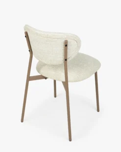 Lot de 2 chaises, Tweed Chenillé Beige & Métal cappuccino Nino