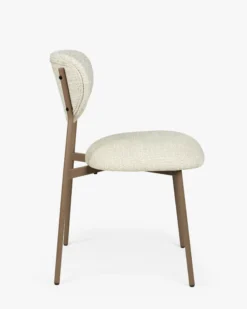 Lot de 2 chaises, Tweed Chenillé Beige & Métal cappuccino Nino