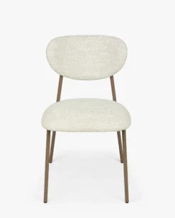 Lot de 2 chaises, Tweed Chenillé Beige & Métal cappuccino Nino