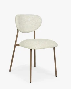 Lot de 2 chaises, Tweed Chenillé Beige & Métal cappuccino Nino