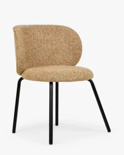 Lot de 2 chaises, Tweed Rouge Rouille et Beige & Métal noir Gabriella