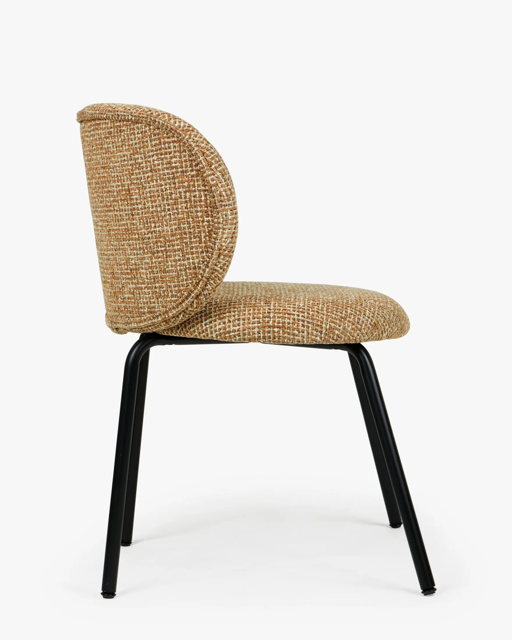 Lot de 2 chaises, Tweed Rouge Rouille et Beige & Métal noir Gabriella