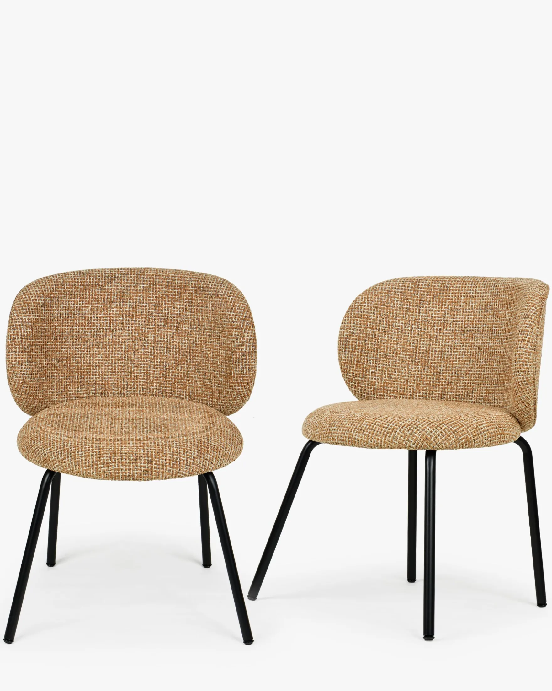 Lot de 2 chaises, Tweed Rouge Rouille et Beige & Métal noir Gabriella