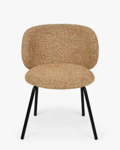 Lot de 2 chaises, Tweed Rouge Rouille et Beige & Métal noir Gabriella