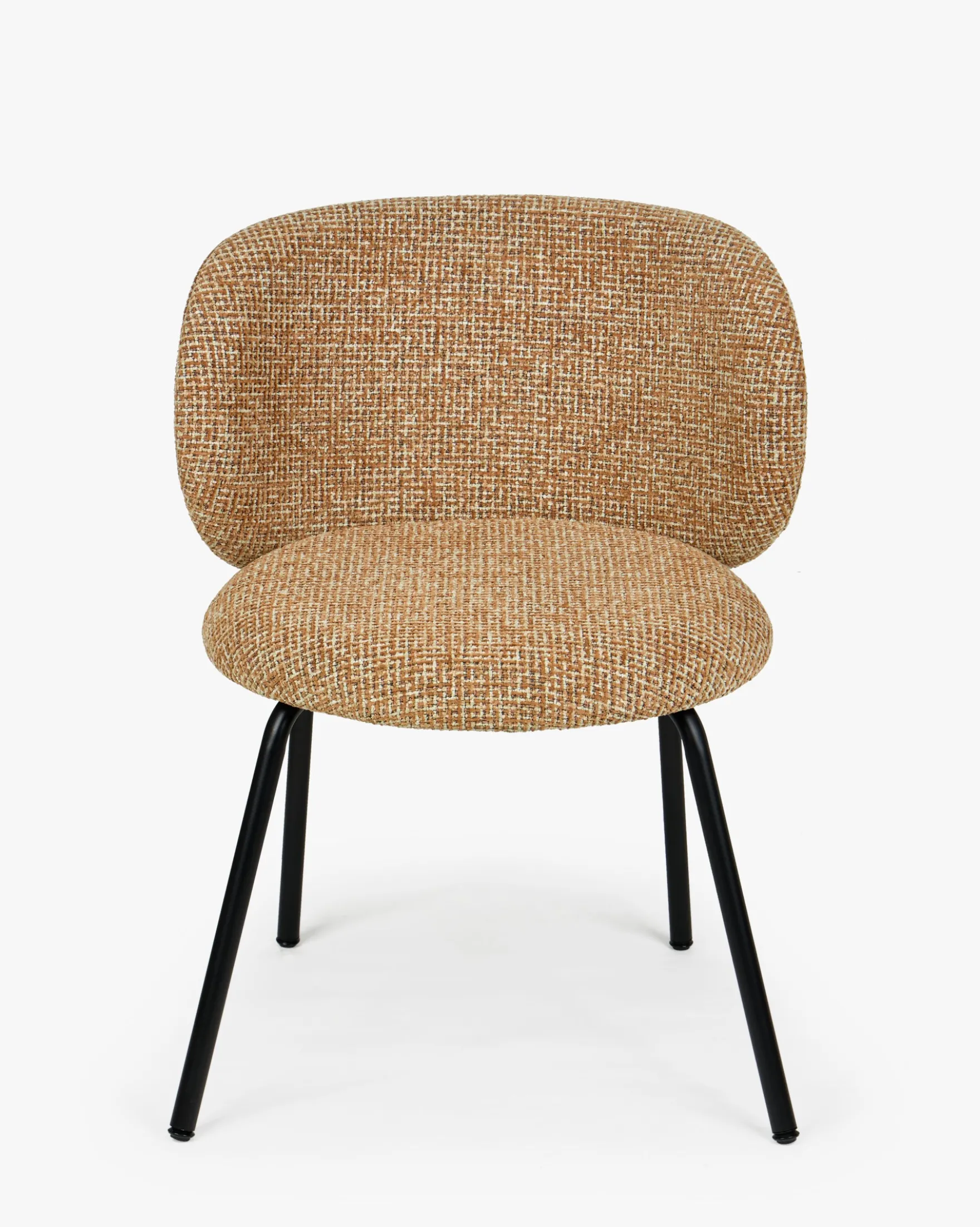 Lot de 2 chaises, Tweed Rouge Rouille et Beige & Métal noir Gabriella