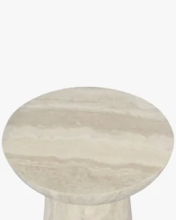 Meuble d'appoint, Beige effet travertin glossy, H44 Cersei