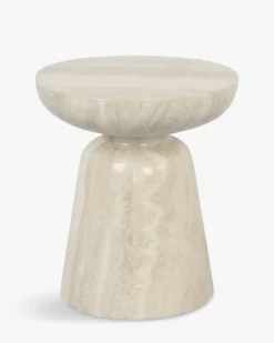 Meuble d'appoint, Beige effet travertin glossy, H44 Cersei