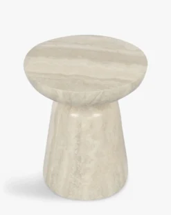 Meuble d'appoint, Beige effet travertin glossy, H44 Cersei