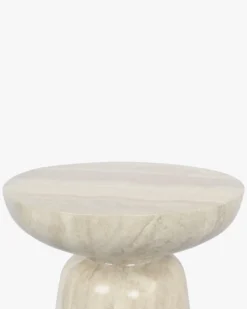 Meuble d'appoint, Beige effet travertin glossy, H44 Cersei