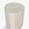 Meuble d'appoint, Beige effet travertin glossy, H46 Cesar