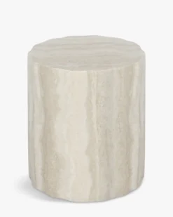 Meuble d'appoint, Beige effet travertin glossy, H46 Cesar