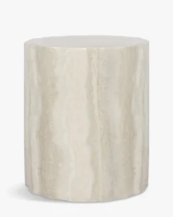 Meuble d'appoint, Beige effet travertin glossy, H46 Cesar