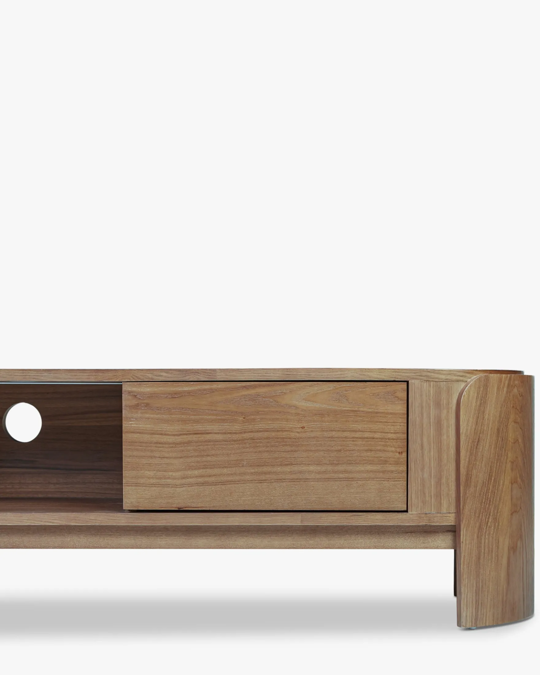 Meuble TV, Bois de frêne teinte noyer, L180 Elipse