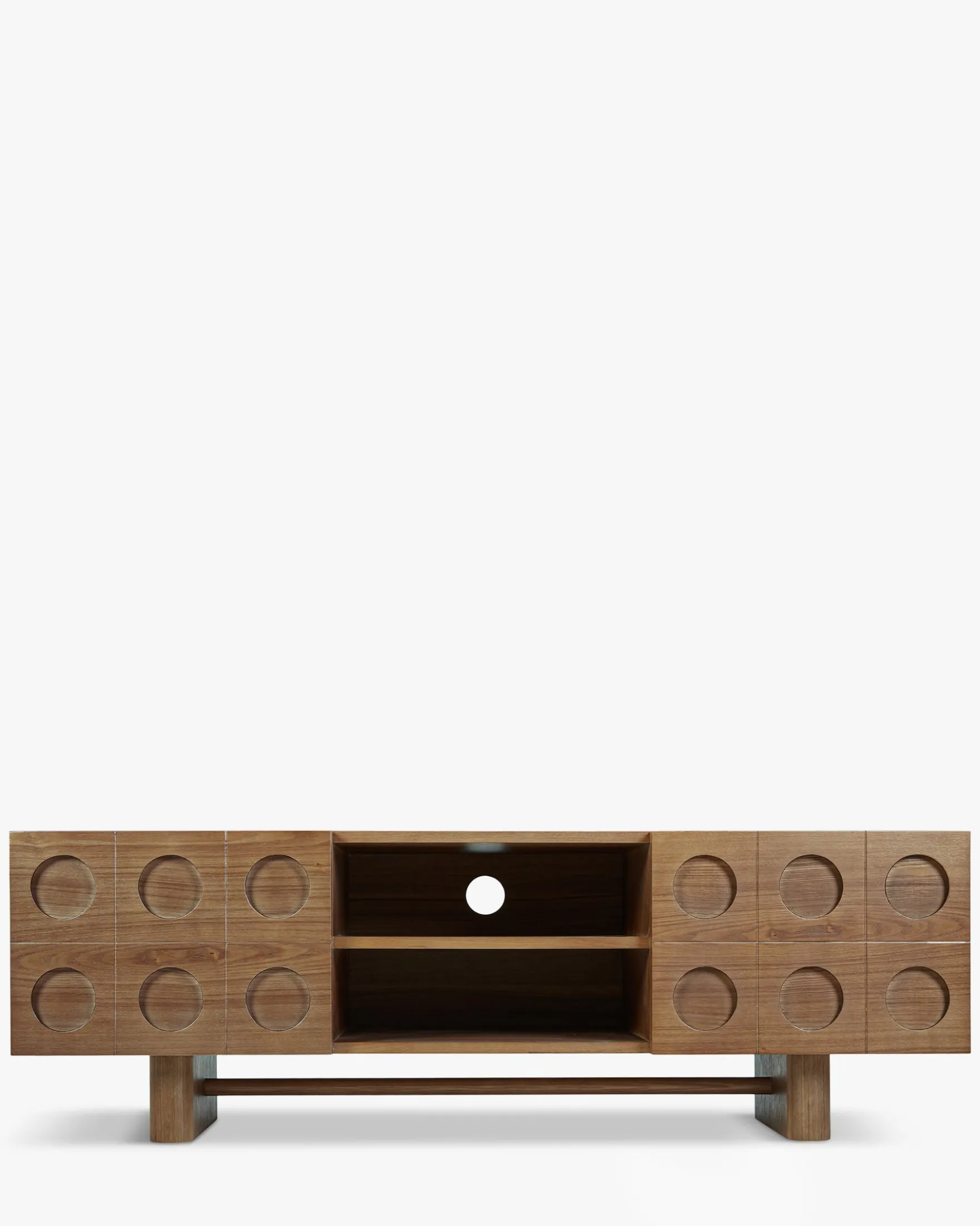 Meuble TV, Bois de frêne teinte noyer, L150 Cooper
