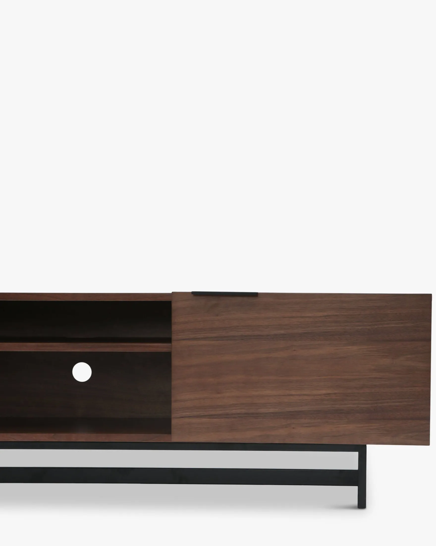 Meuble TV, Bois noyer & métal noir, L180 Stark