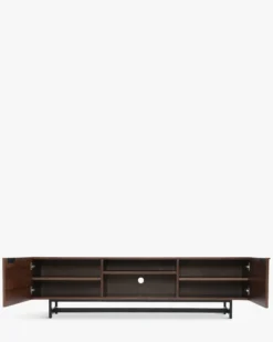 Meuble TV, Bois noyer & métal noir, L180 Stark
