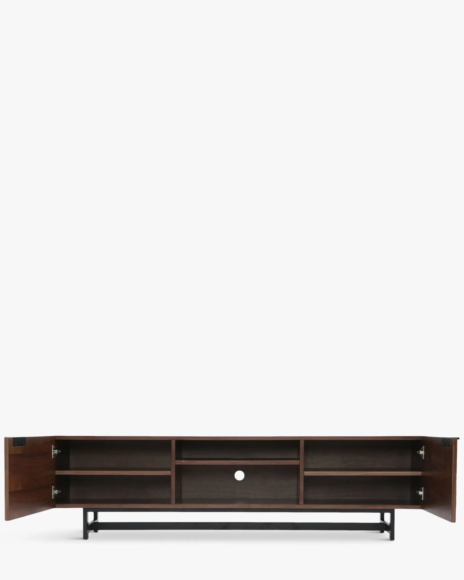 Meuble TV, Bois noyer & métal noir, L180 Stark