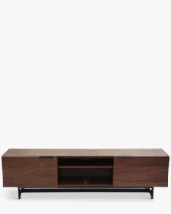 Meuble TV, Bois noyer & métal noir, L180 Stark
