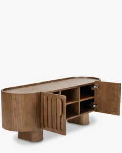 Meuble TV, Bois teinte noyer, L140 Lombok