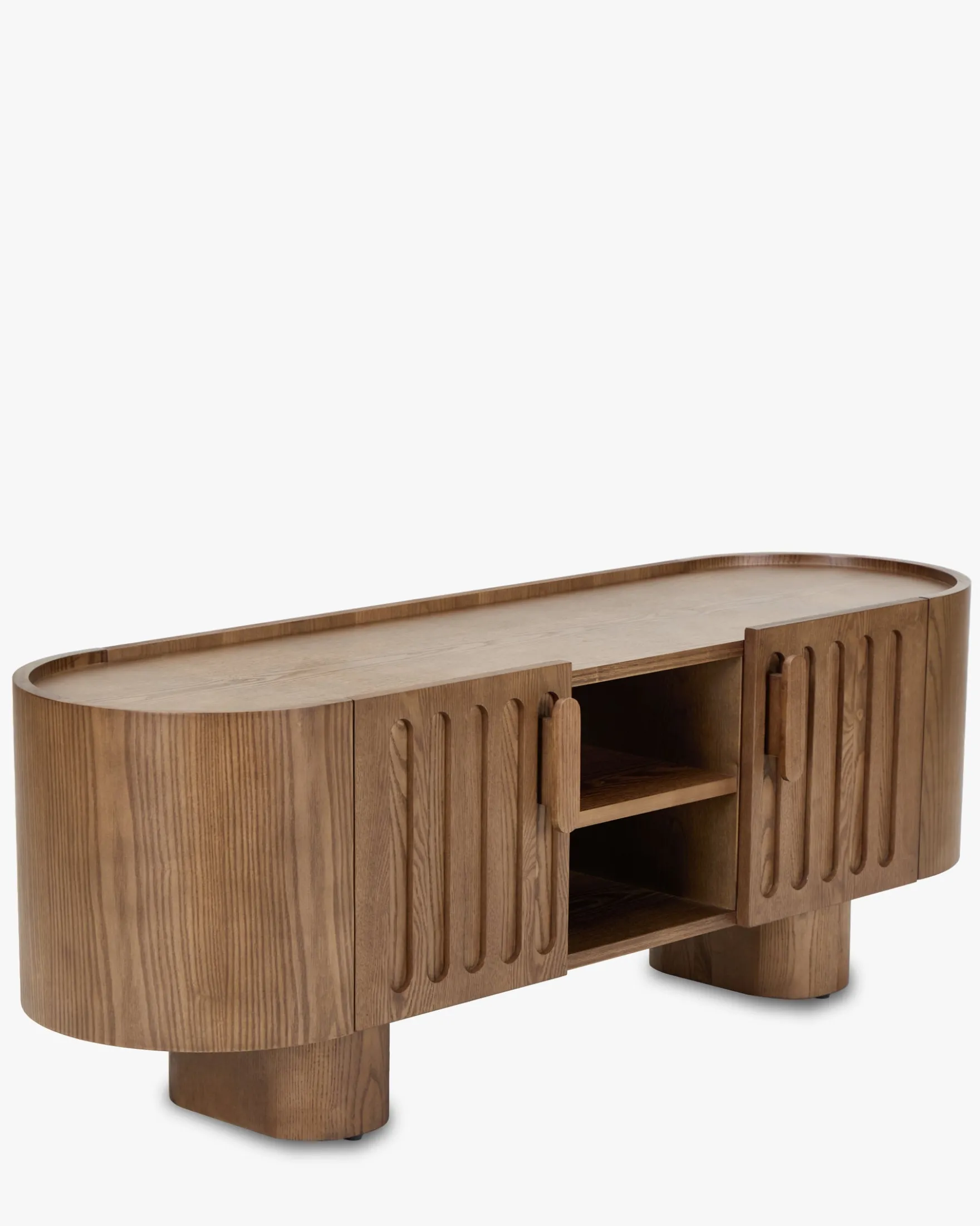 Meuble TV, Bois teinte noyer, L140 Lombok