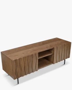 Meuble TV, Bois teinte noyer, L140 Ondula