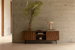 Meuble TV, Bois teinte noyer, L140 Ondula