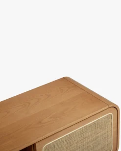 Meuble TV, Cannage naturel & bois blond, L160 Oxford