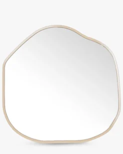 Miroir design organique, Verre & bois beige, Ø80 Auden
