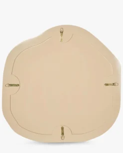 Miroir design organique, Verre & bois beige, Ø80 Auden