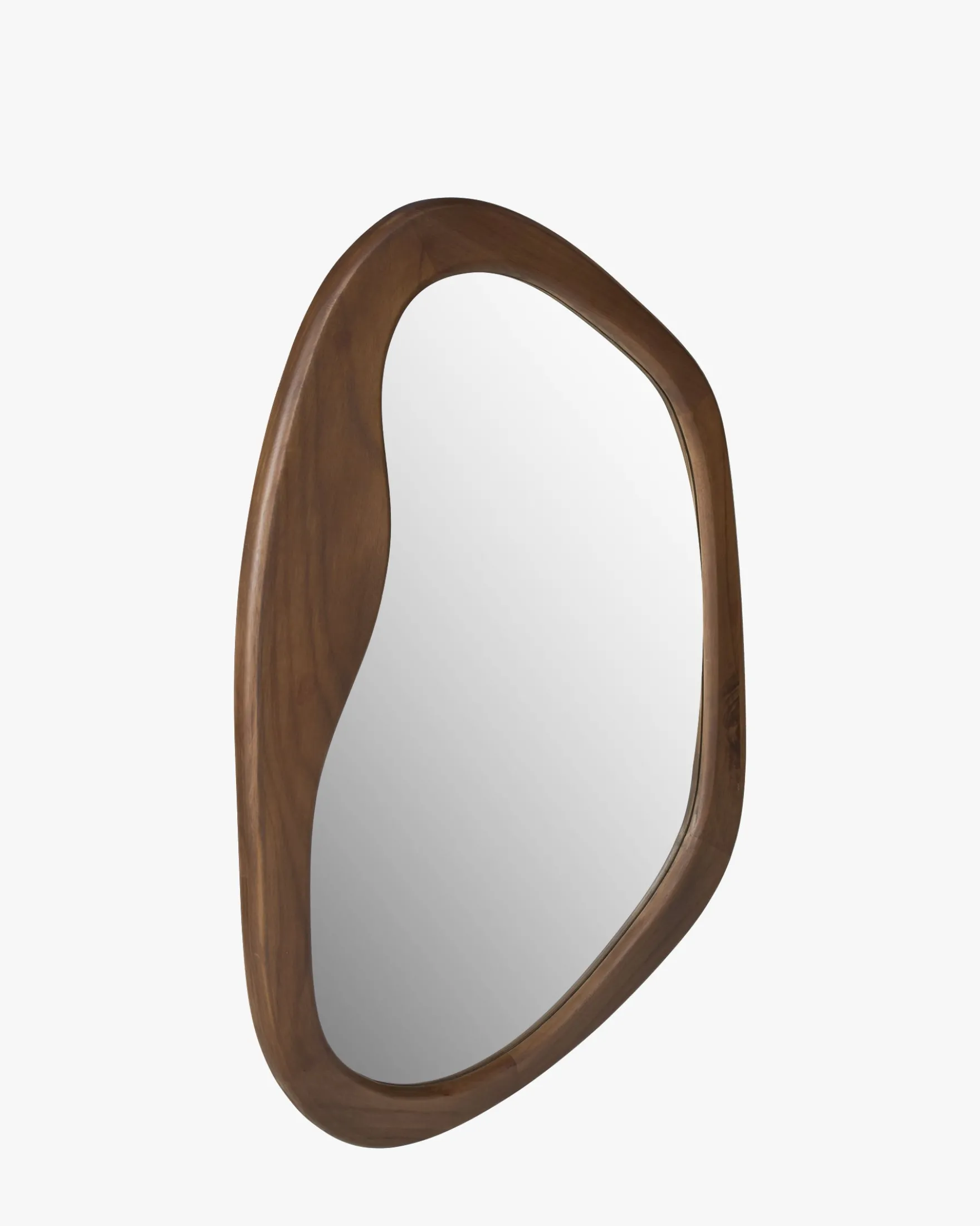 Miroir organique, Bois de Paulownia teinte noyer, H89,5 Nubia