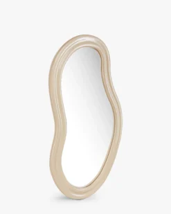 Miroir organique, Verre & bois beige, H92 Romy