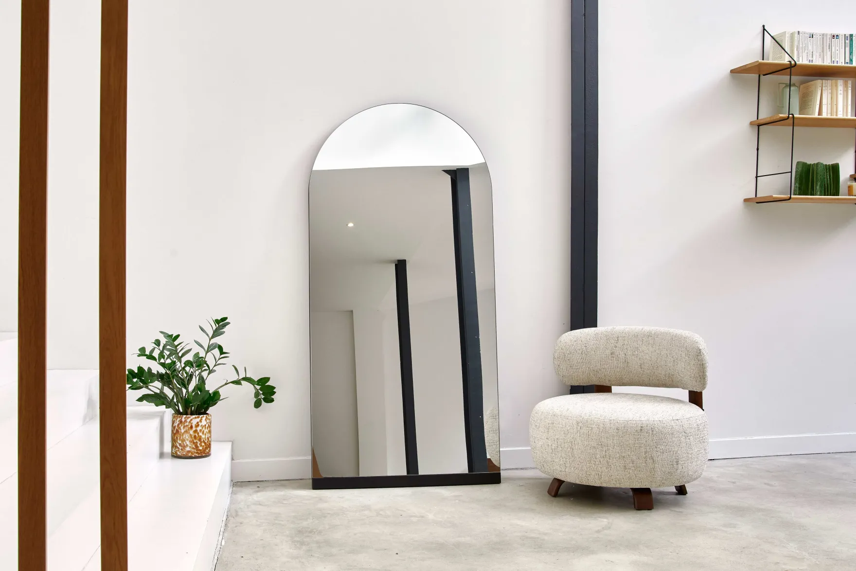 Miroir, Verre & métal noir, 185x90 Elle