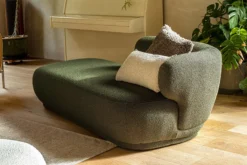 Méridienne accoudoir droite, Vert kaki bouclé, L200 Giulia