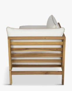 Méridienne droite ou bain de soleil modulable, Blanc crème & bois d'acacia, L161 Bayside