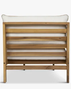 Méridienne droite ou bain de soleil modulable, Blanc crème & bois d'acacia, L161 Bayside