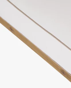 Méridienne gauche ou bain de soleil modulable, Blanc crème & bois d'acacia, L161 Bayside