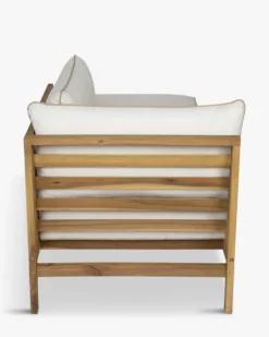Méridienne gauche ou bain de soleil modulable, Blanc crème & bois d'acacia, L161 Bayside