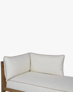 Méridienne gauche ou bain de soleil modulable, Blanc crème & bois d'acacia, L161 Bayside