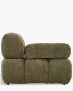 Méridienne modulable accoudoir interchangeable, Tweed vert lichen Waffle