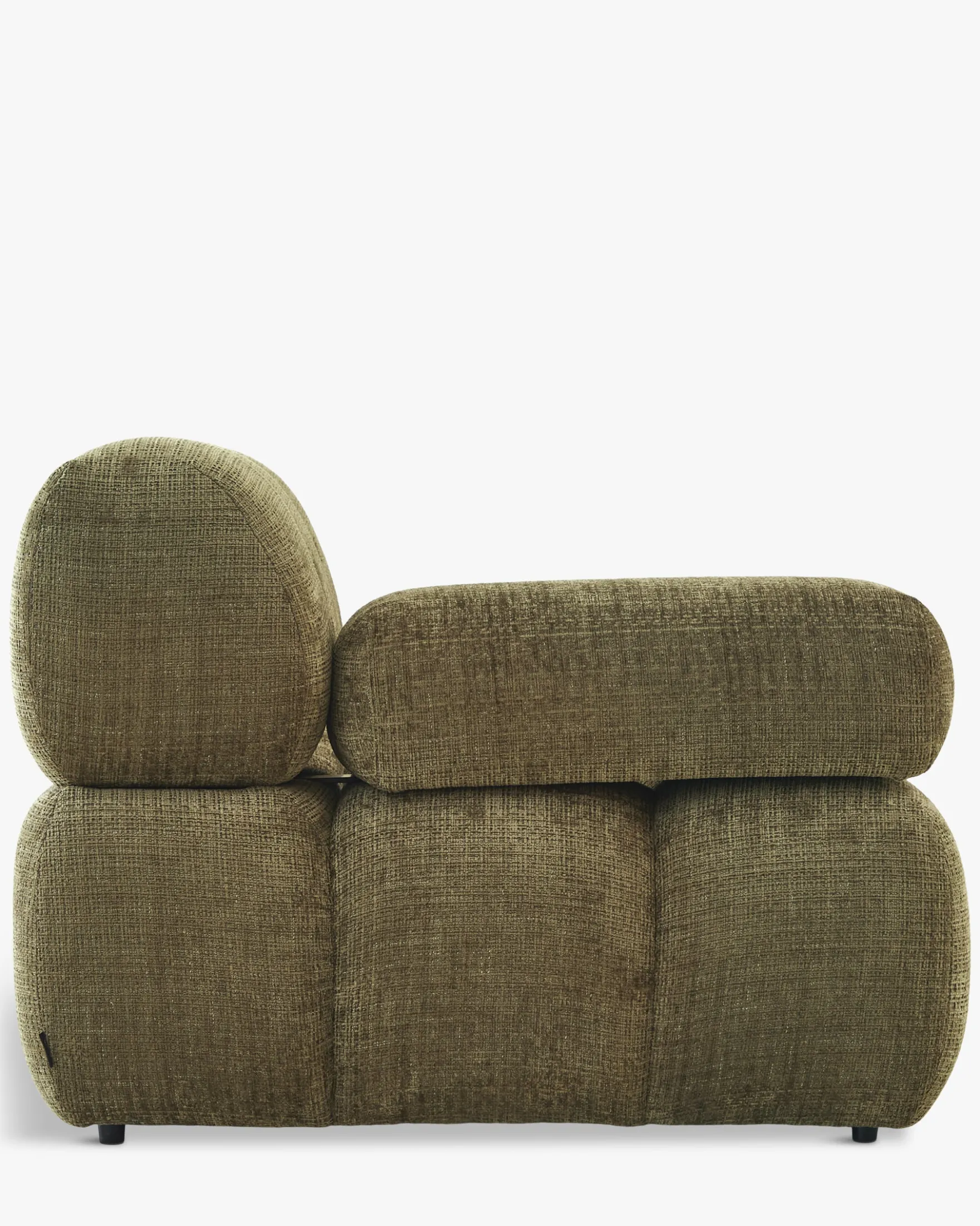 Méridienne modulable accoudoir interchangeable, Tweed vert lichen Waffle
