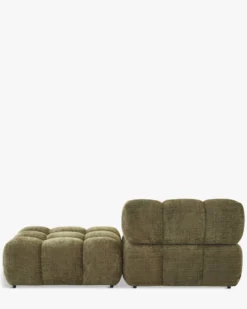 Méridienne modulable accoudoir interchangeable, Tweed vert lichen Waffle