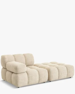 Méridienne modulable accoudoir interchangeable, Tweed beige Waffle