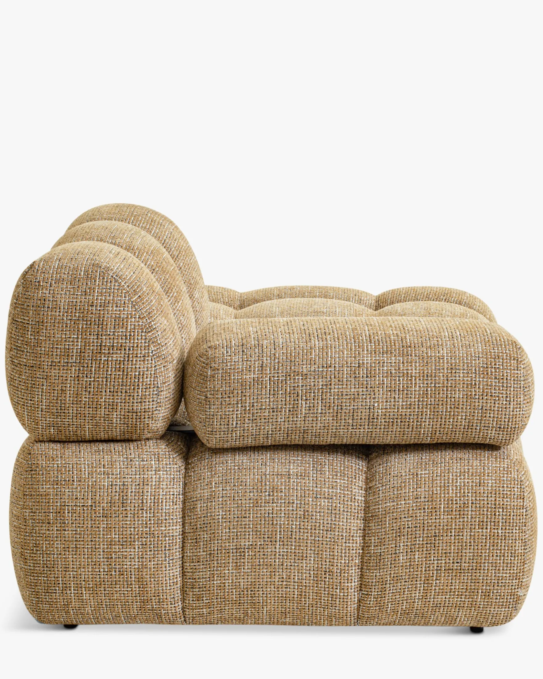 Méridienne modulable, Tweed marron caramel Waffle