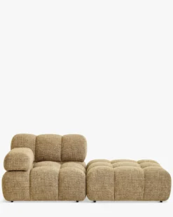 Méridienne modulable, Tweed marron caramel Waffle