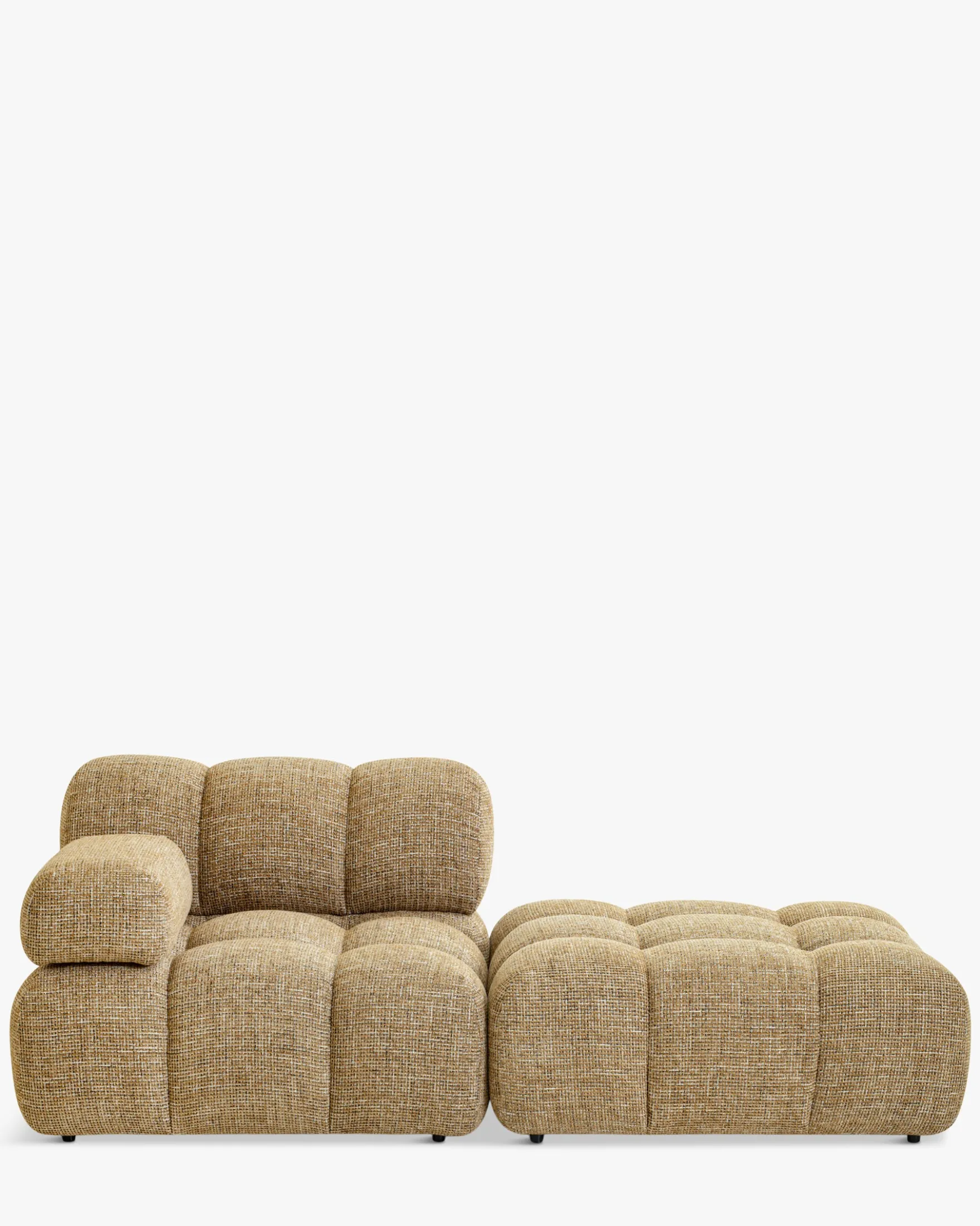Méridienne modulable, Tweed marron caramel Waffle