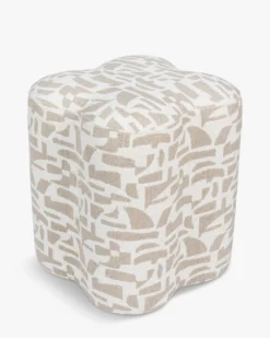 Pouf, Beige géométrique, H46 Ipsy